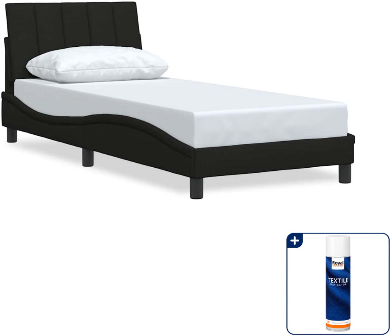 vidaXL Bedframe Hanko - 90 x 190 cm - stof - zwart - Inclusief textielbeschermer 500 ml