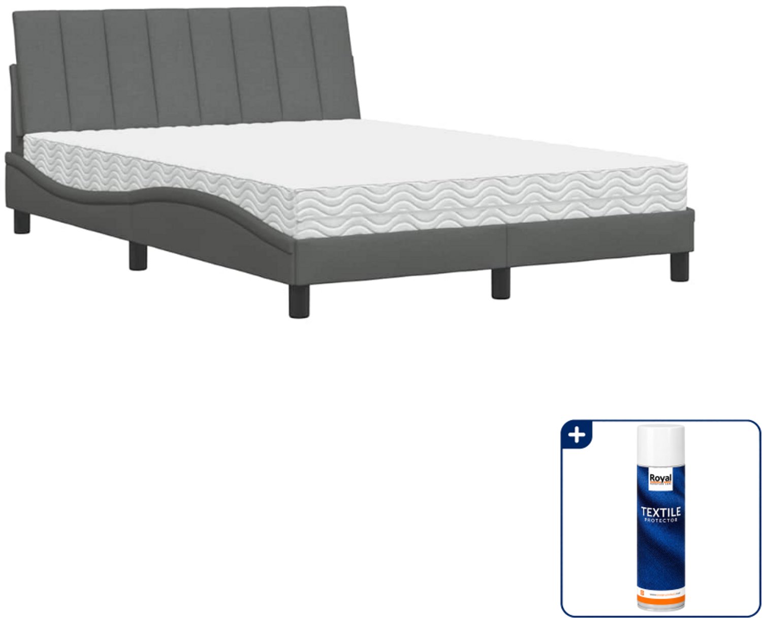 vidaXL Hanko bed met matras - Small double - 140 x 200 cm - donkergrijs - Inclusief textielbeschermer 500 ml Groen