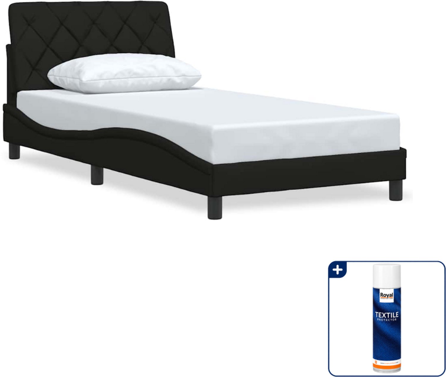 vidaXL bedframe - 100 x 200 cm - stof - zwart - Inclusief textielbeschermer 500 ml Roze