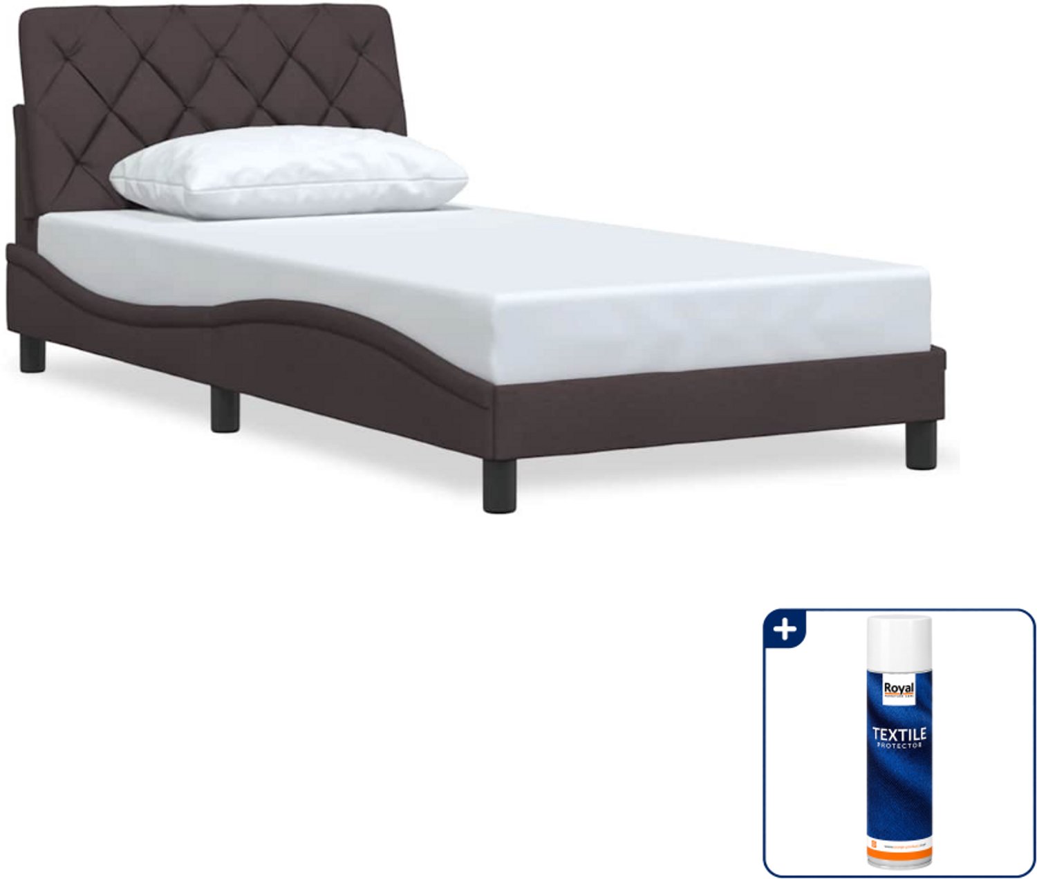 vidaXL bedframe - 100 x 200 cm - donkerbruin - Inclusief textielbeschermer 500 ml Grijs