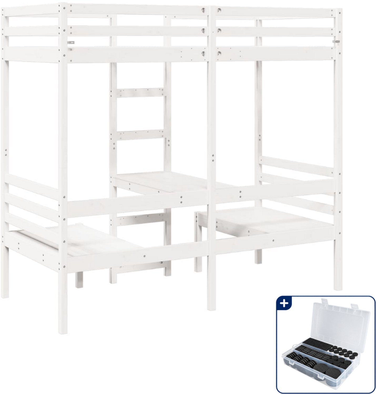 vidaXL hoogslaper met bureau en 2 stoelen - 90 x 200 cm - wit - Inclusief antikrasvilt 177-delig