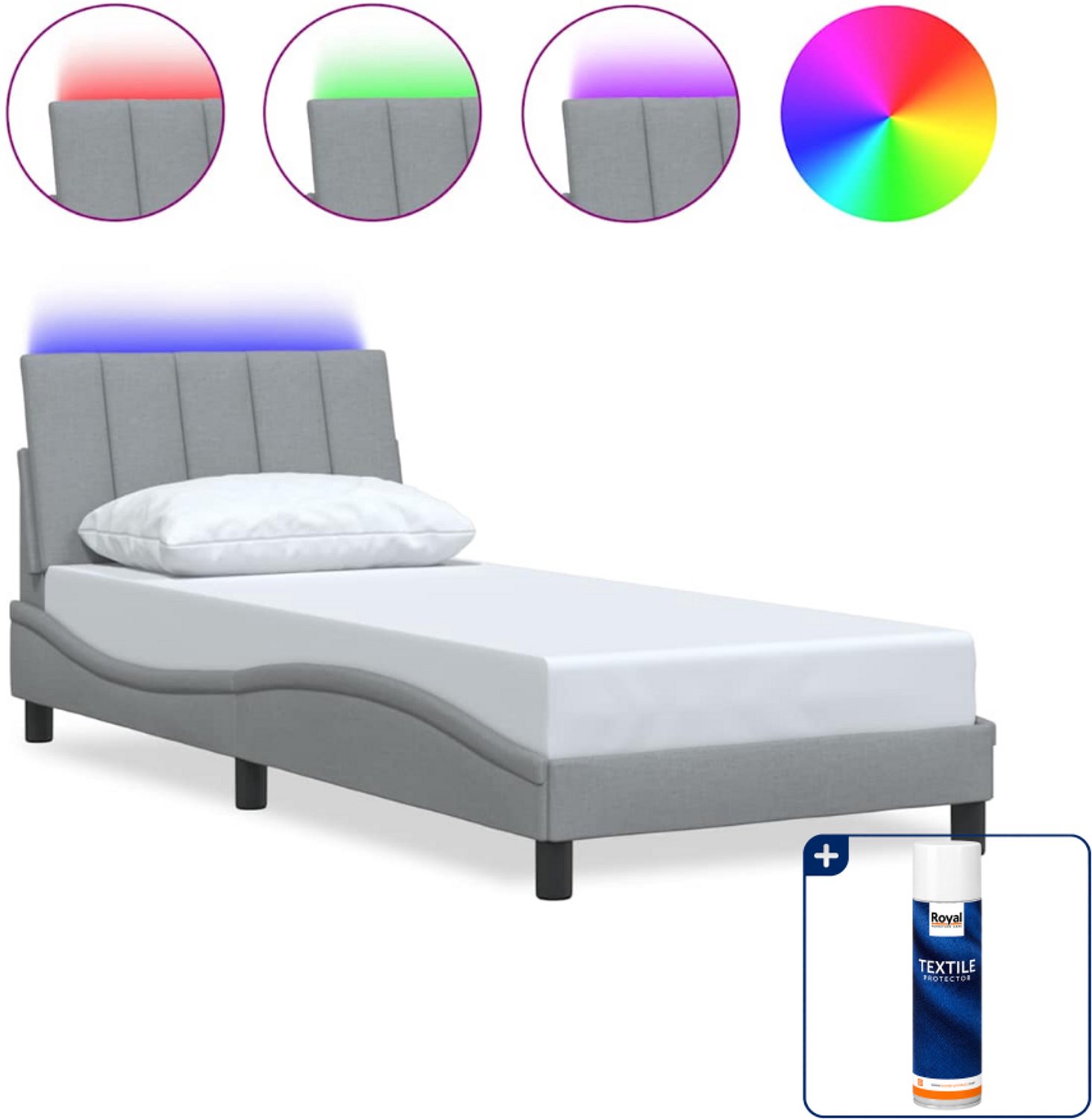 vidaXL bedframe Dover 90 x 200 cm - lichtgrijs - Inclusief textielbeschermer 500 ml Bruin