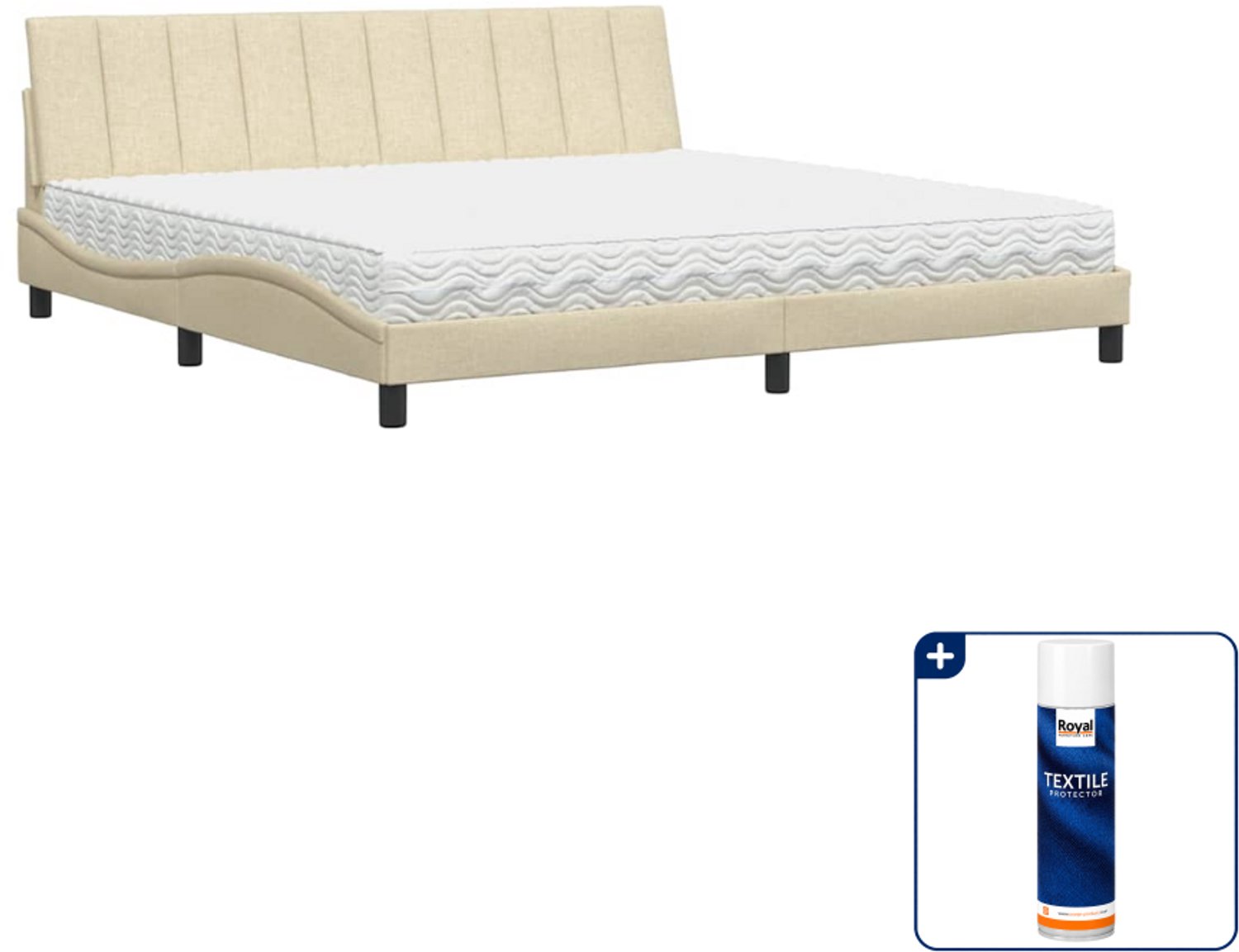 vidaXL Hanko bed met matras - 200 x 200 cm - crème - Inclusief textielbeschermer 500 ml Blauw