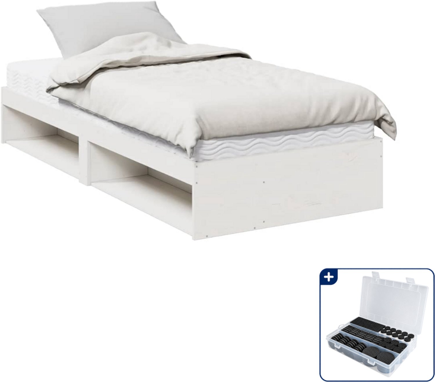 vidaXL slaapbank met matras - 90 x 190 cm - massief grenenhout - wit - Inclusief antikrasvilt 177-delig Bruin