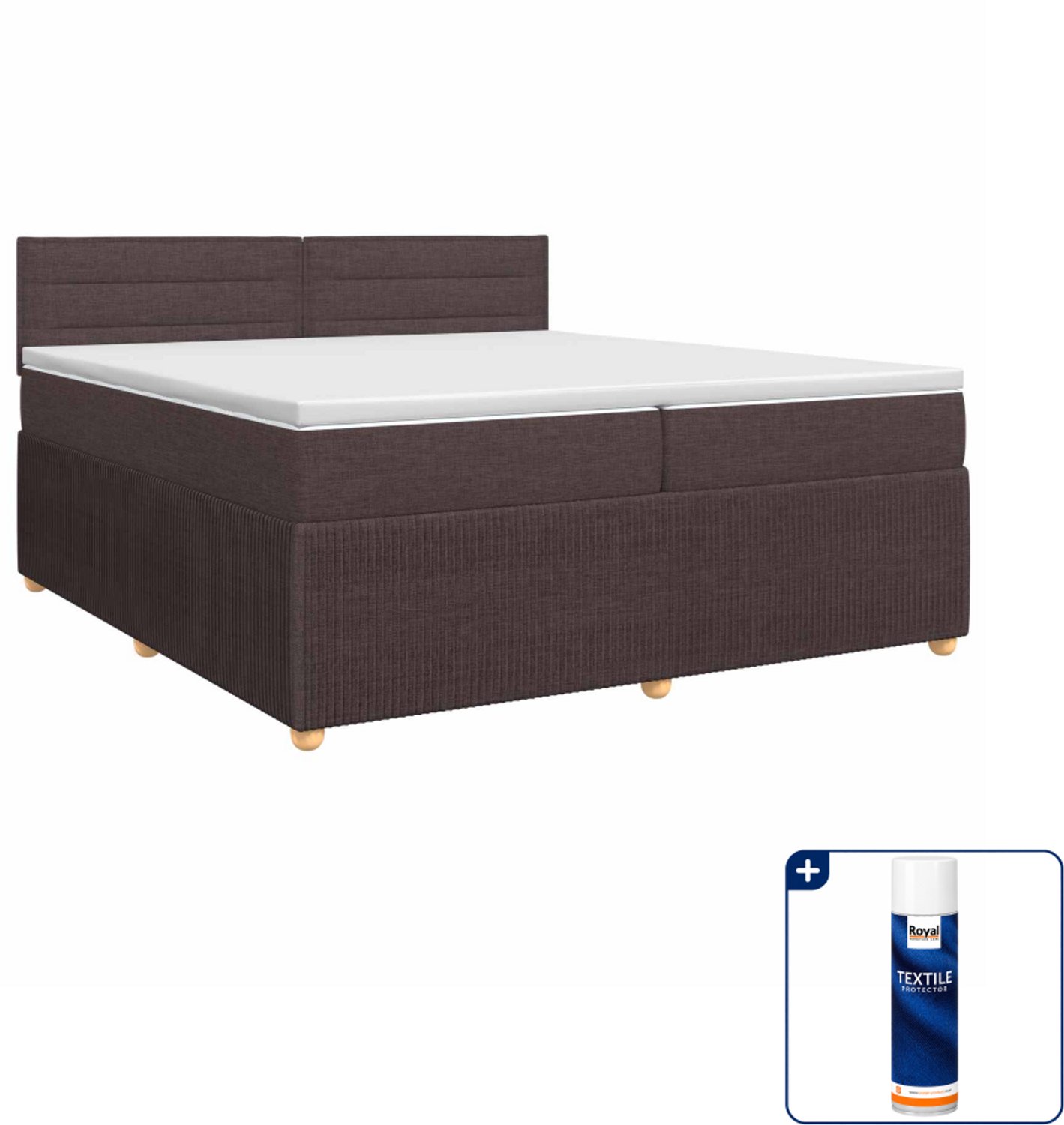 vidaXL Boxspringbed - 200 x 200 cm - donkerbruin - Inclusief textielbeschermer 500 ml