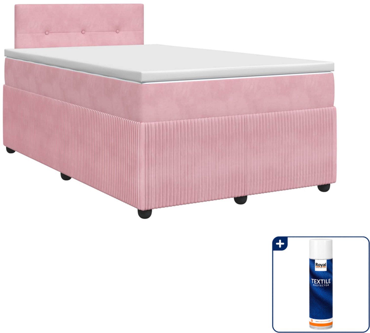 vidaXL boxspringbed met matras - 120 x 200 cm - fluweel - roze - Inclusief textielbeschermer 500 ml