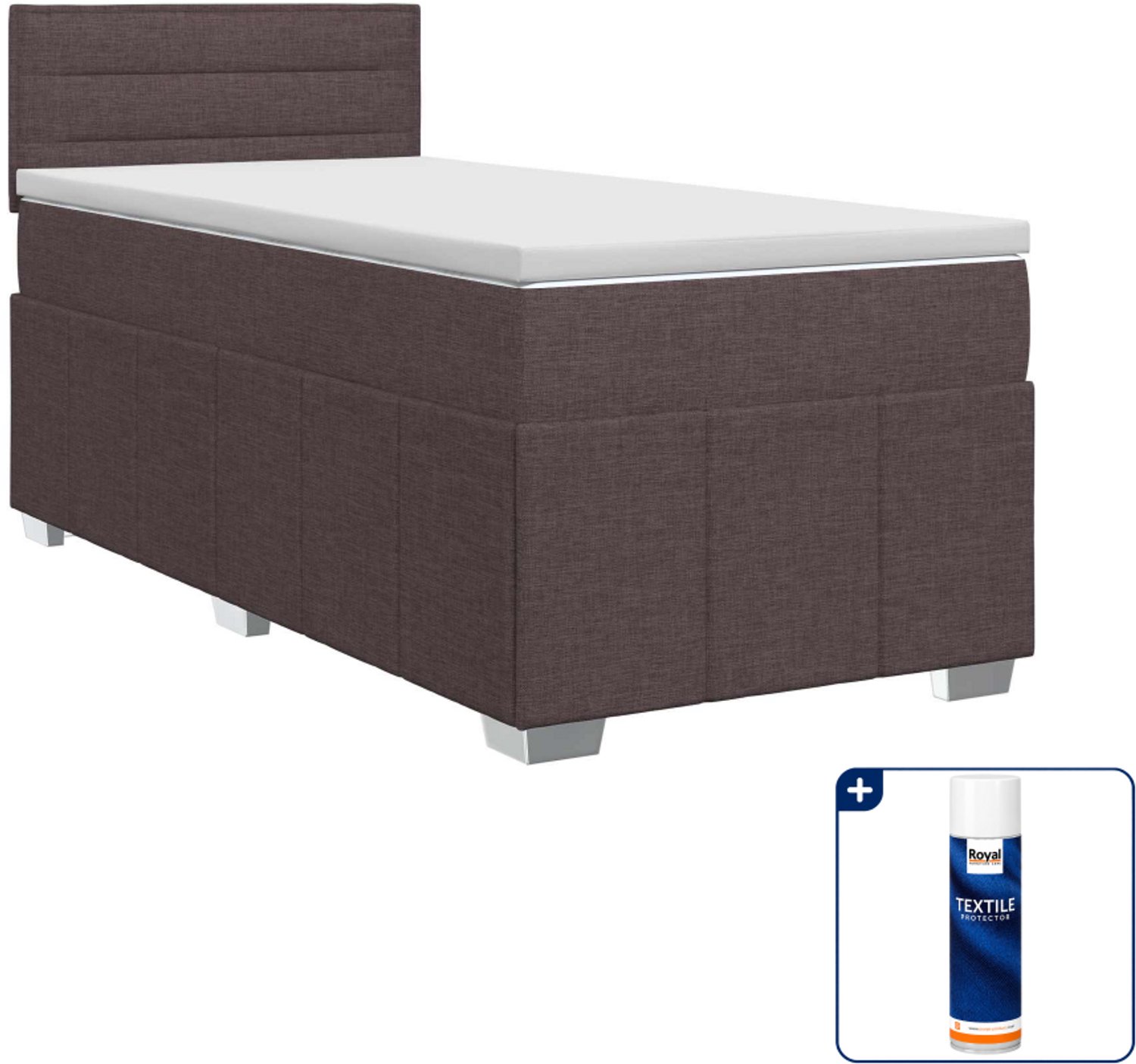 vidaXL boxspringbed met matras - 100 x 200 cm - donkerbruin - Inclusief textielbeschermer 500 ml