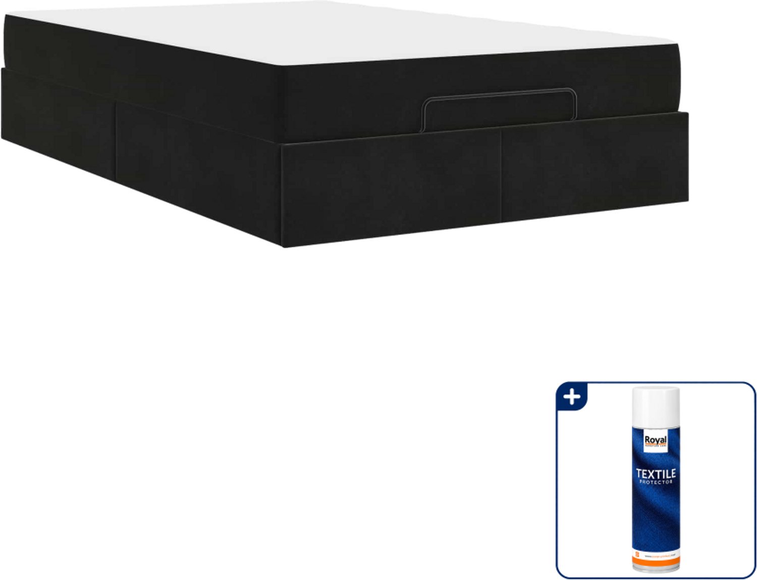 vidaXL bedframe met matras - 140 x 190 cm - zwart fluweel - Inclusief textielbeschermer 500 ml Grijs