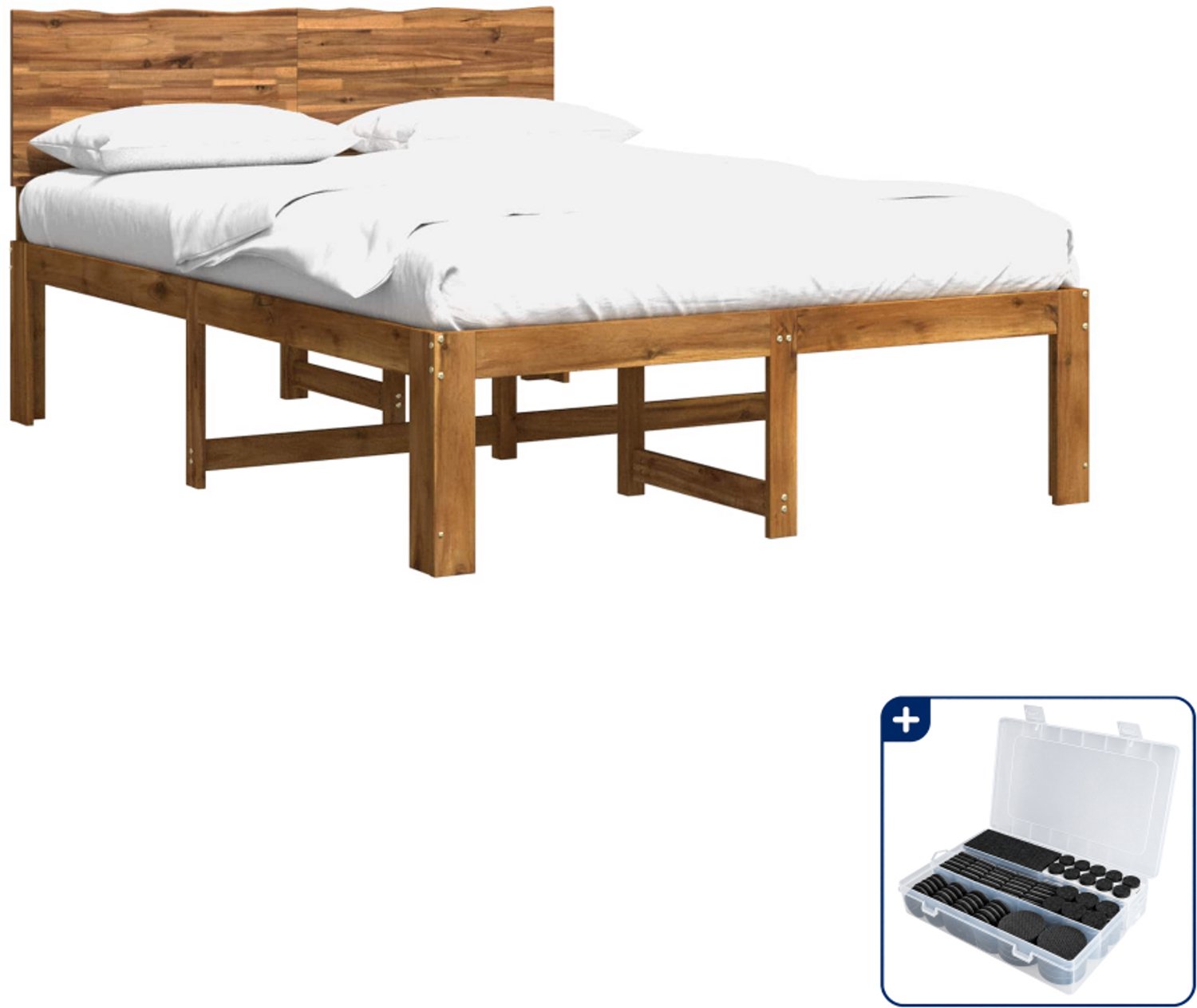 vidaXL bed Rostock - Small double - 140 x 200 cm - naturel - Inclusief antikrasvilt 177-delig Wit