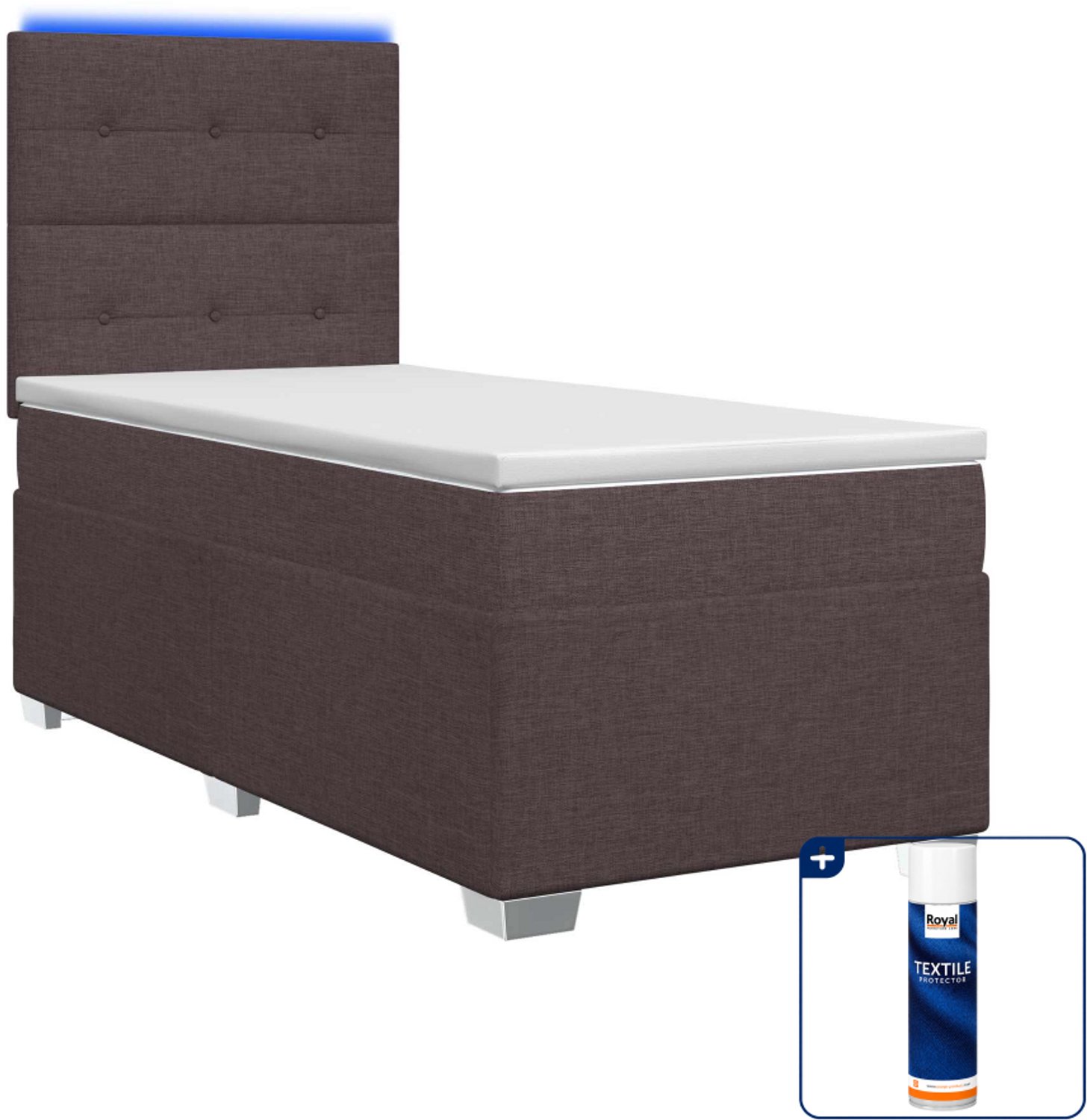 vidaXL Boxspringbed - 100 x 200 cm - donkerbruin - Inclusief textielbeschermer 500 ml