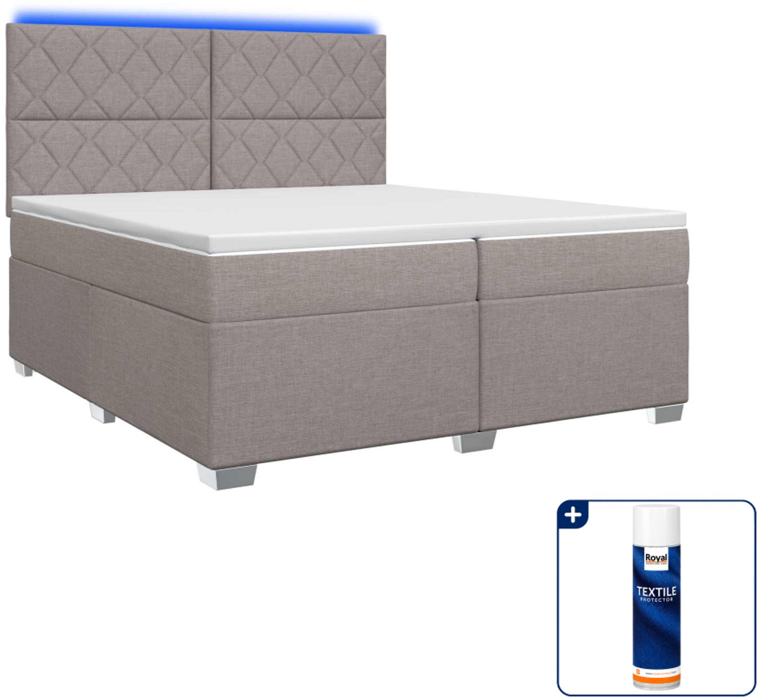 vidaXL boxspring - 200 x 200 cm - stof - taupe - Inclusief textielbeschermer 500 ml