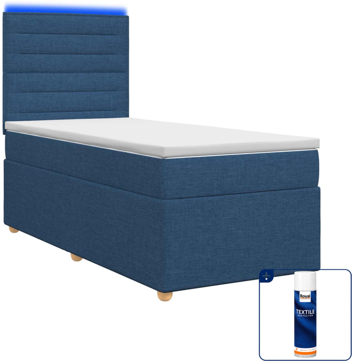 vidaXL boxspringbed - 80 x 200 cm - blauw - Inclusief textielbeschermer 500 ml