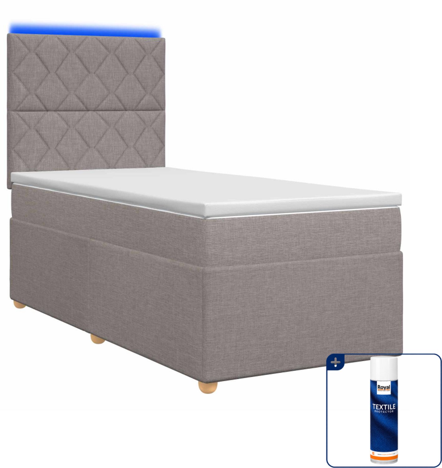 vidaXL Boxspringbed 80 x 200 cm - stof - taupe - Inclusief textielbeschermer 500 ml