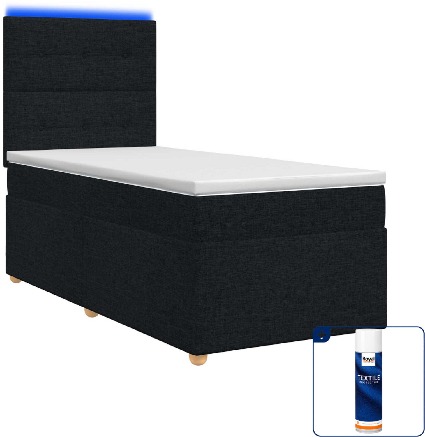 vidaXL boxspringbed met matras - 100 x 200 cm - zwart - Inclusief textielbeschermer 500 ml