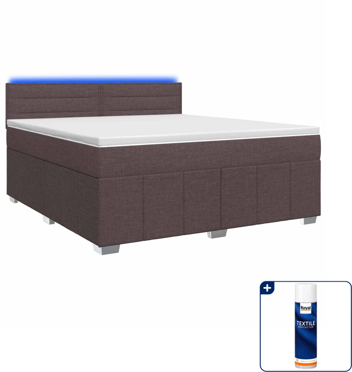 vidaXL boxspring Queensize 160 x 200 cm - stof - donkerbruin - Inclusief textielbeschermer 500 ml