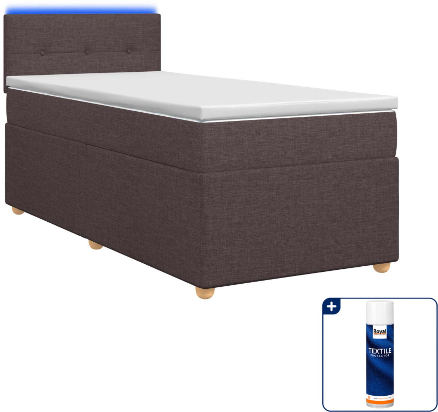 vidaXL boxspringbed met matras - 90 x 190 cm - donkerbruin - Inclusief textielbeschermer 500 ml