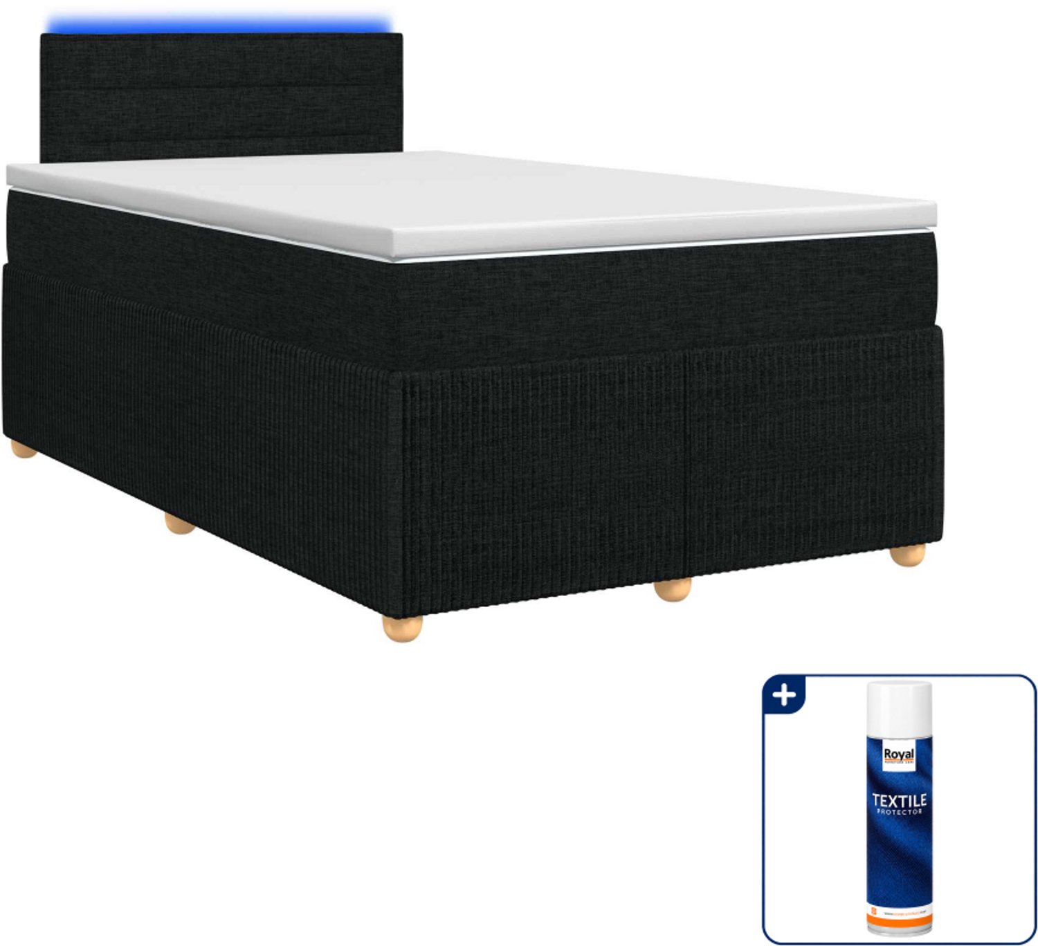 vidaXL boxspringbed met matras - 120 x 190 cm - zwart - Inclusief textielbeschermer 500 ml