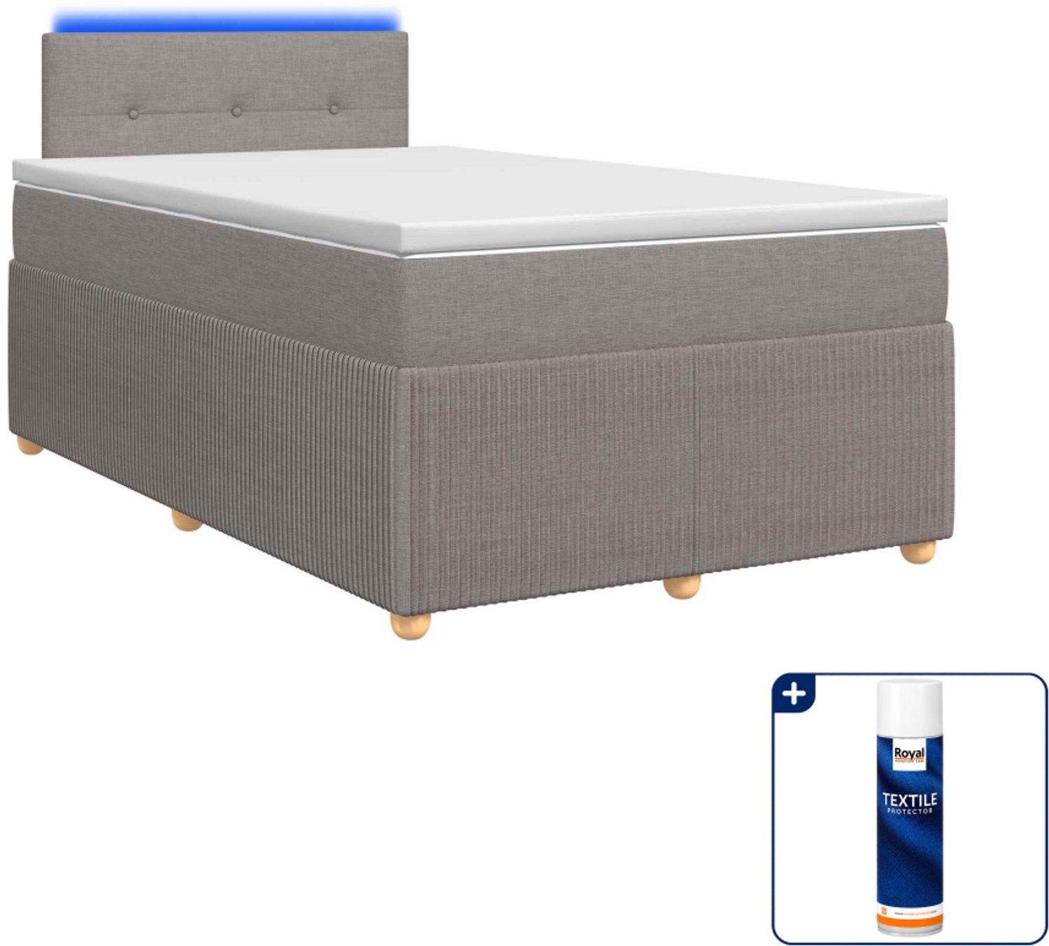 vidaXL boxspringbed met matras - 120 x 190 cm - stof - taupe - Inclusief textielbeschermer 500 ml