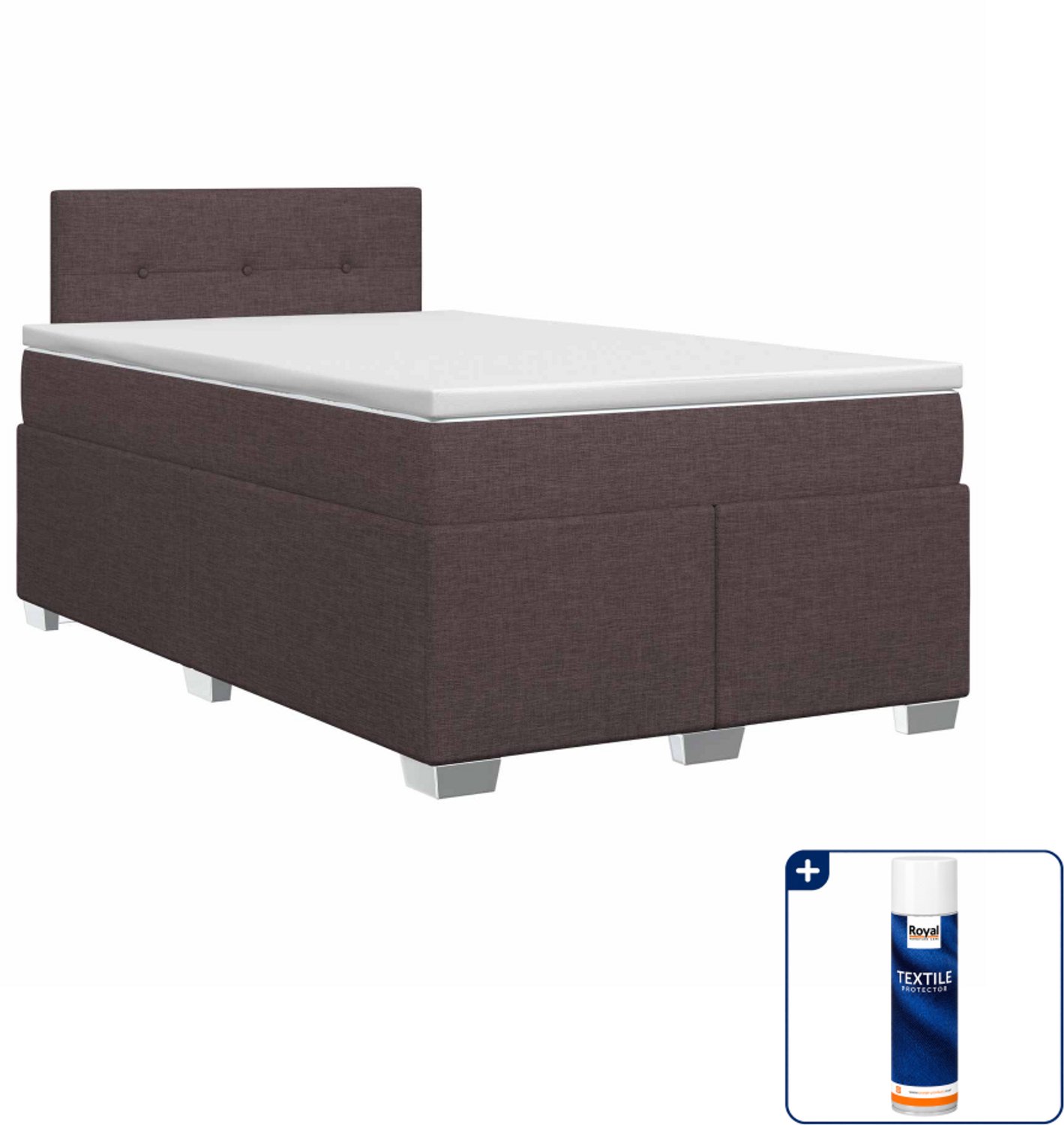 vidaXL boxspringbed met matras - 120 x 190 cm - donkerbruin - Inclusief textielbeschermer 500 ml
