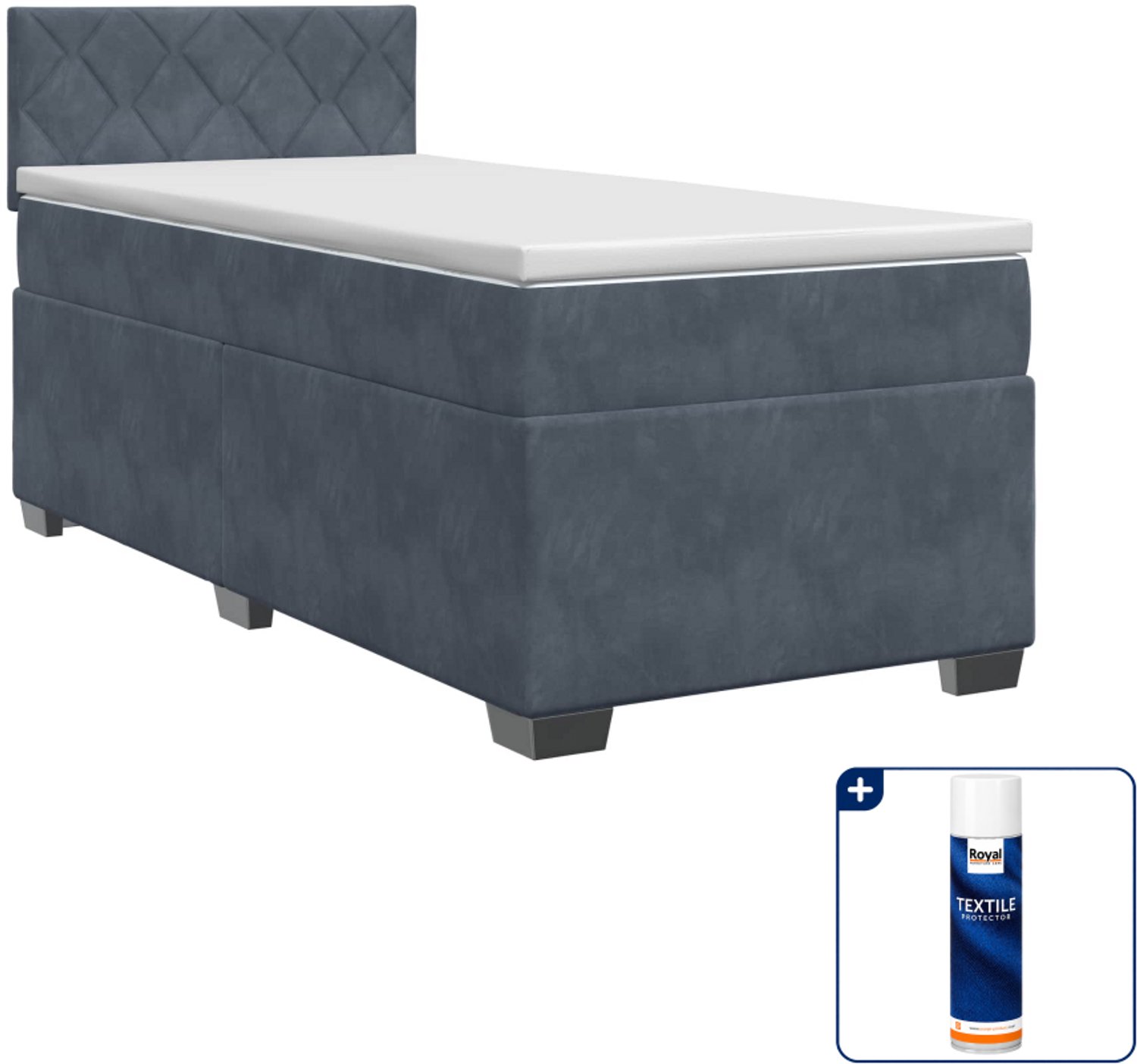 vidaXL boxspringbed met matras - 90 x 190 cm - donkergrijs - Inclusief textielbeschermer 500 ml Donker Grijn