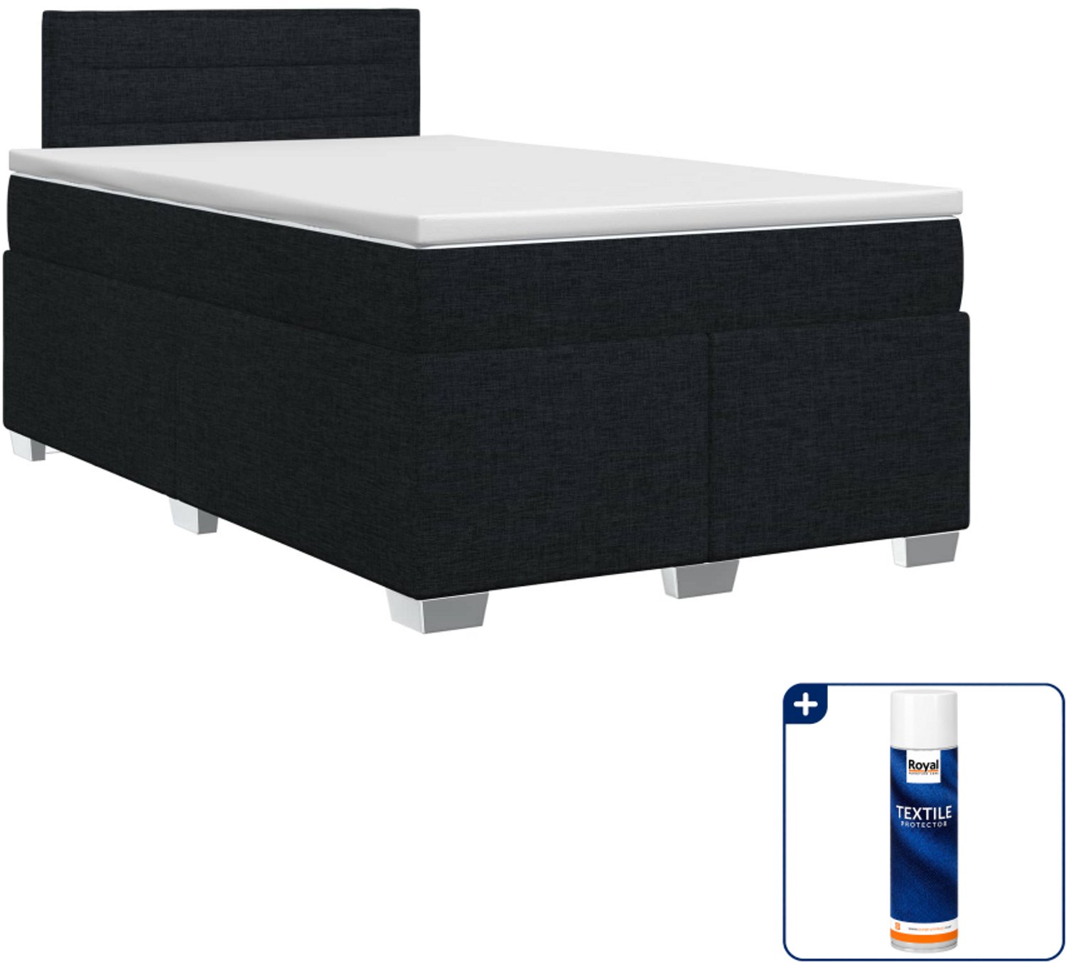 vidaXL boxspringbed - 120 x 200 cm - zwart - Inclusief textielbeschermer 500 ml