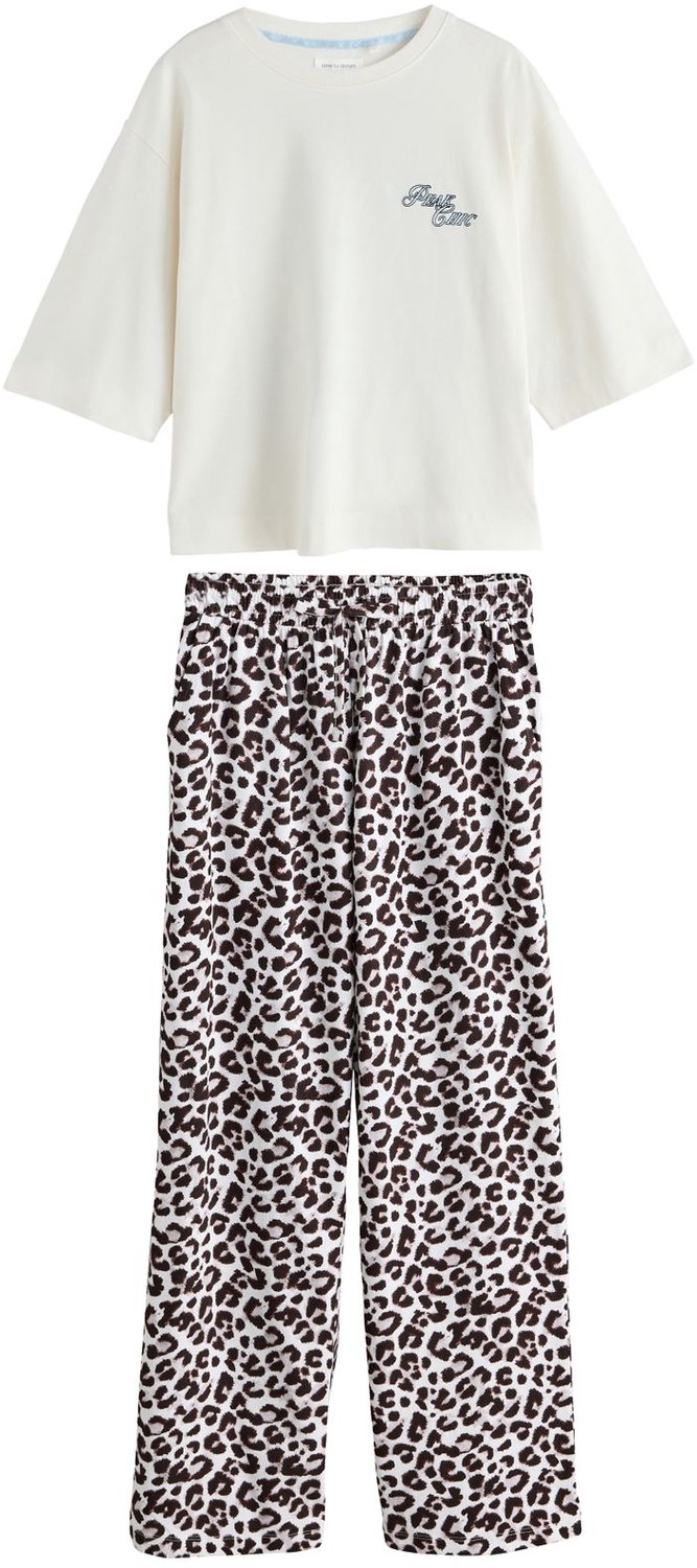 Next Dames - Pyjama met korte mouwen - Wit Grey Leopard Print Ski Scene