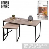 "COLORADO" - Set van 2 salontafels met zwart metalen frame en Sonoma eiken decor - 100 x 48 x H 48 cm & 40 x 40 x H 40 cm