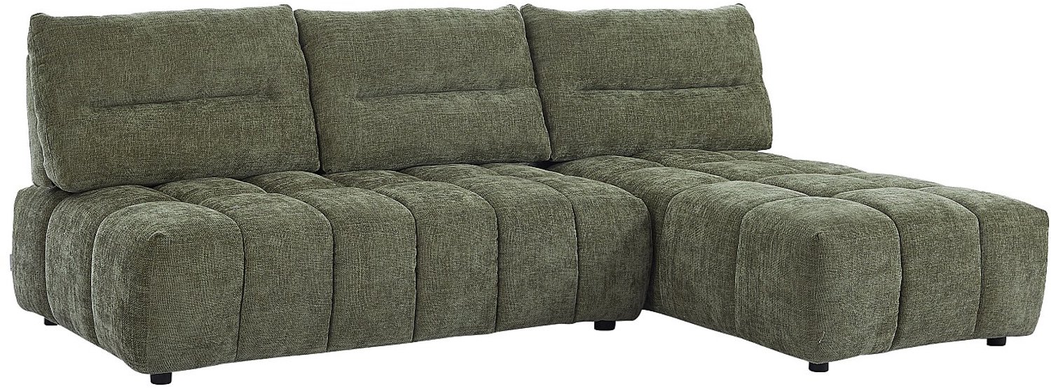 Vente-unique Modulaire hoekzitbank met kantelende rugleuning in groene getextureerde stof - APOLIU