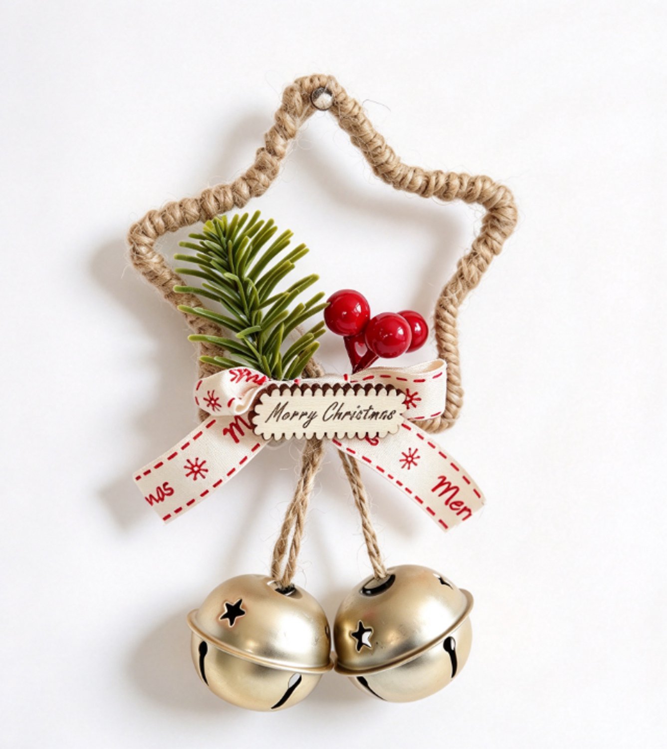Sanorum Kerstornament - Hangdecoratie voor in de Kerstboom - ornament in de vorm van een bel - Klaar om op te hangen - Cadeau voor de feestdagen - Geschikt voor kerstbomen, kransen, ramen en diverse kerstdecoraties - 1 Stuk - Goud