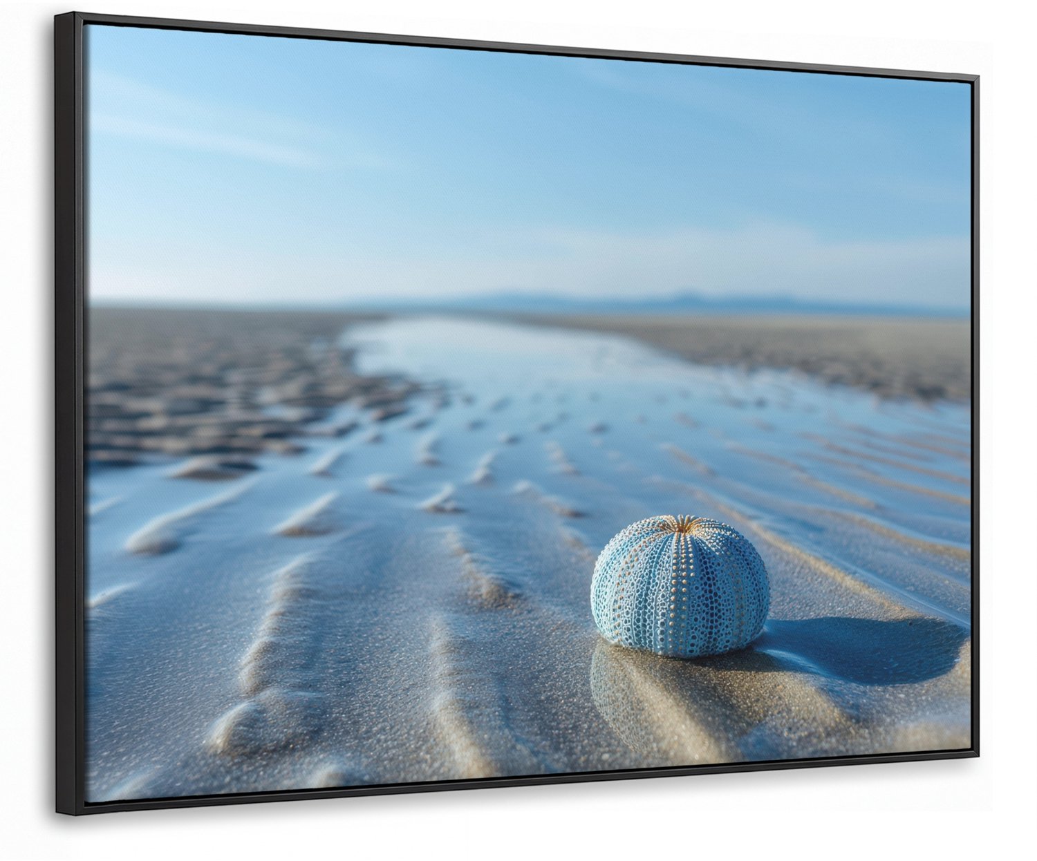 Canvas Schilderij met Baklijst 80x60cm - Strand - Schild - Water - Blauw - Muurdecoratie woonkamer - Slaapkamer decoratie - Kamer accessoires - Schilderijen op canvas met lijst