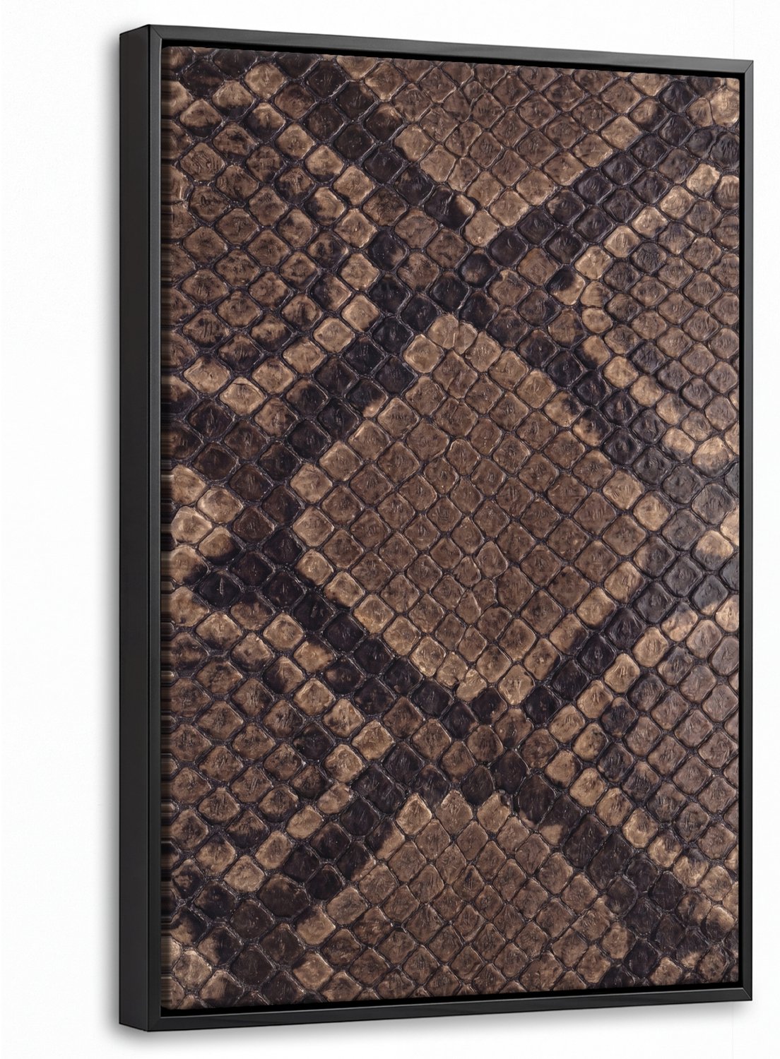 Canvas Schilderij met Baklijst 20x30cm - Python - Schubben - Brons - Muurdecoratie woonkamer - Slaapkamer decoratie - Kamer accessoires - Schilderijen op canvas met lijst