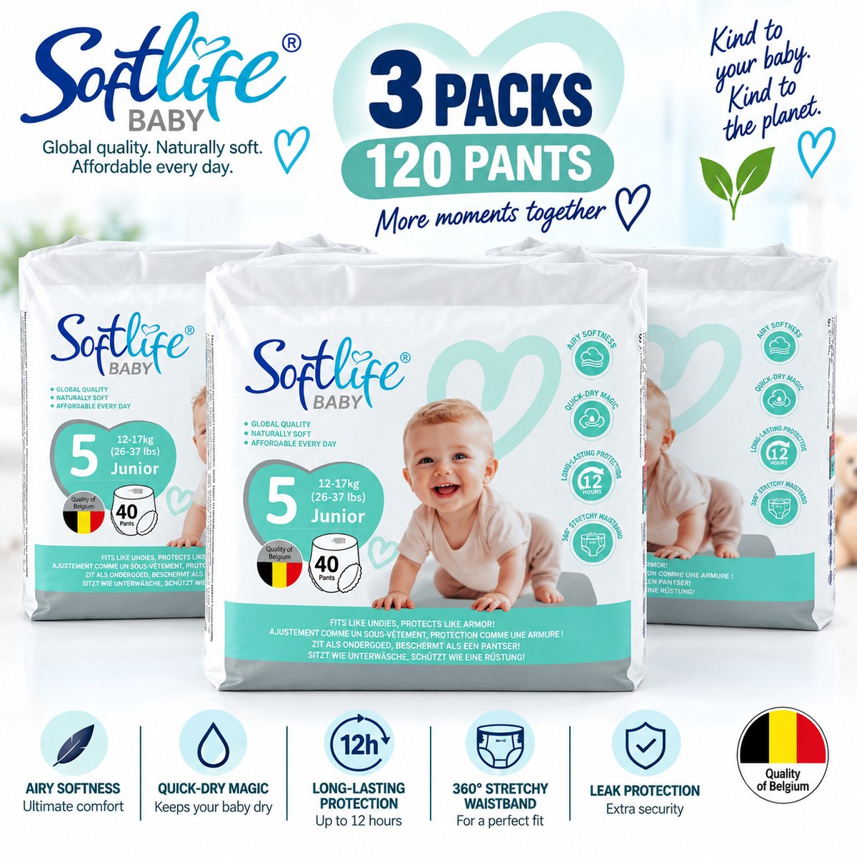 Softlife luierbroekjes maat 5 | 120 stuks