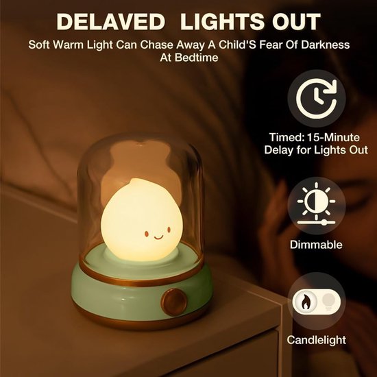 Oplaadbare Retro Olielamp Nachtlamp - Groene Flikkerende Vlam, Dimbare LED, Automatische Timer, Veilig voor Kinderen, Vintage Sfeerlicht en Decoratie — afbeelding 4