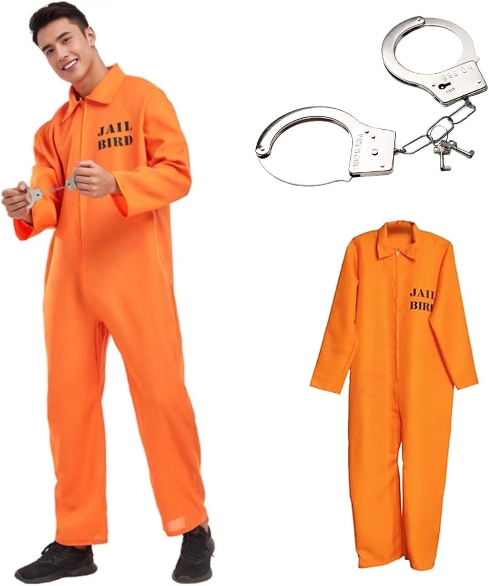 Oranje Gevangenis Kostuum voor Mannen en Vrouwen - Halloween Outfit, Verkleedkleding en Feestkostuum