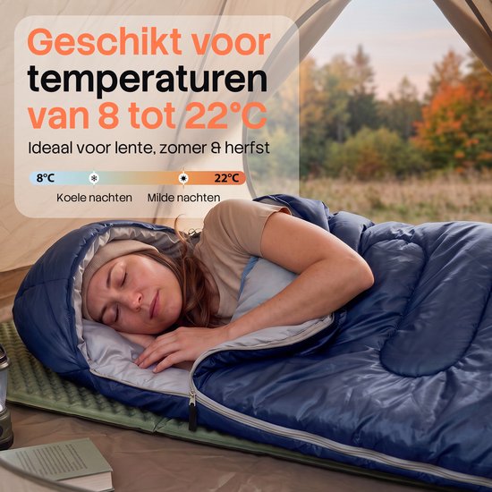 Brixy Mummy Slaapzak - 4 Seizoenen - Slaapzakken Volwassenen & Kinderen - 210 x 75 CM - Kamperen - Blauw — afbeelding 3