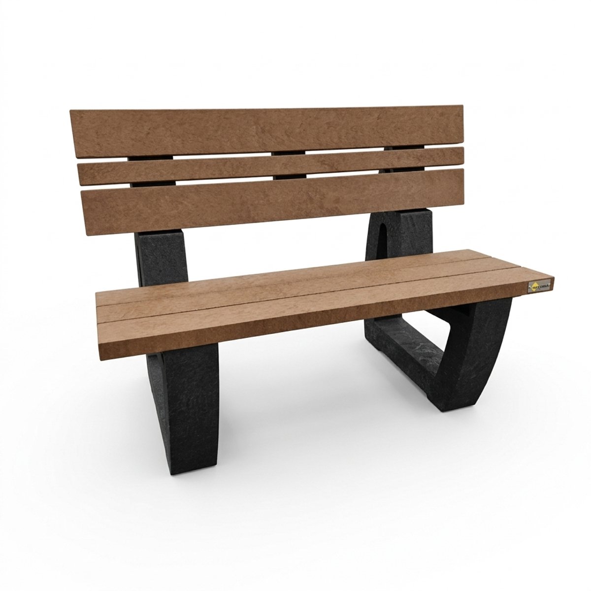 Parkbank met rugleuning 120cm Bruin - Onderhoudsvrij - Tuinbank - 100% gerecycled Kunststof - 25 jaar Garantie