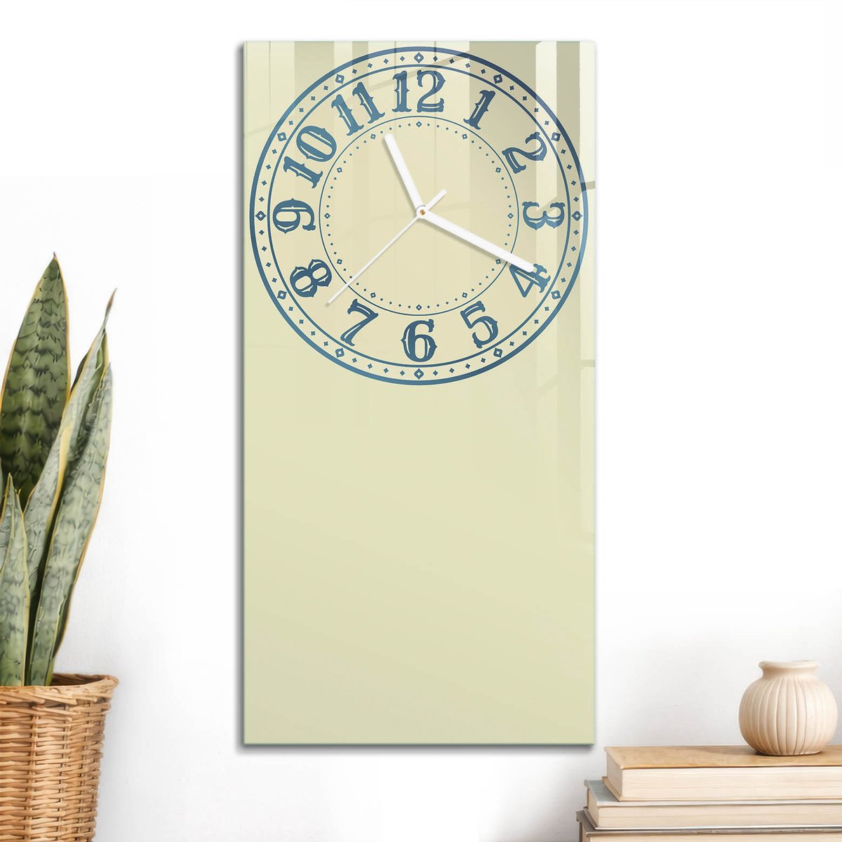 ArtPrintCave Romig Glazen Klok - 30x60 cm - Rechthoekige Wandklok - Stijlvolle Klok Wandklok Keuken - Geometrie Unieke Klok - Witte Klokwijzers