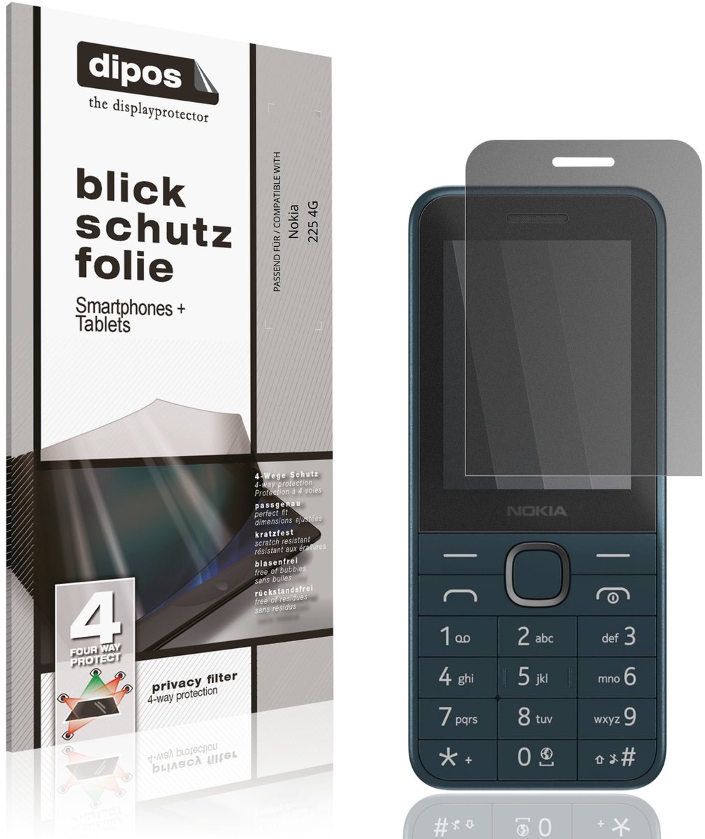 dipos – Matte Privacy Screenprotector geschikt voor Nokia 225 4G | Anti-Spy Beschermfolie