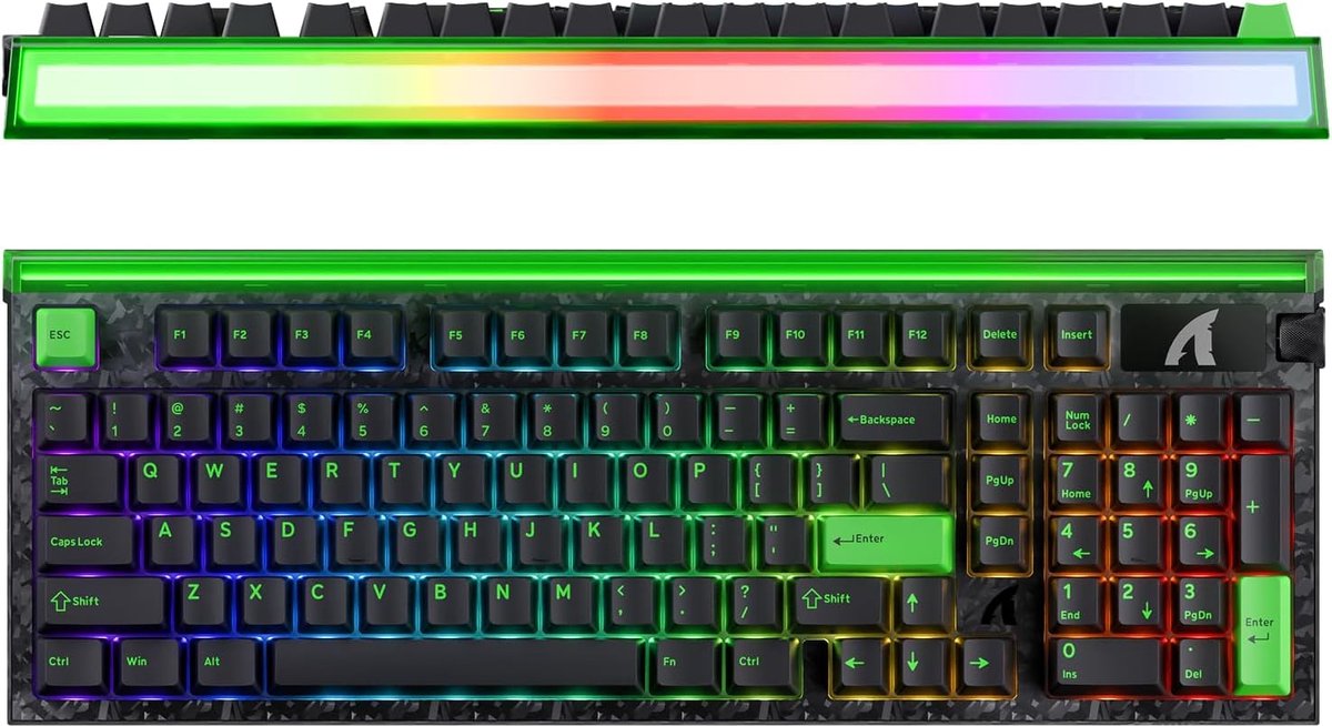 ATTACK SHARK R98HE - Magnetic Switch Wired Gaming Toetsenbord - Carbon Fiber - 98 Keys - Neon Green