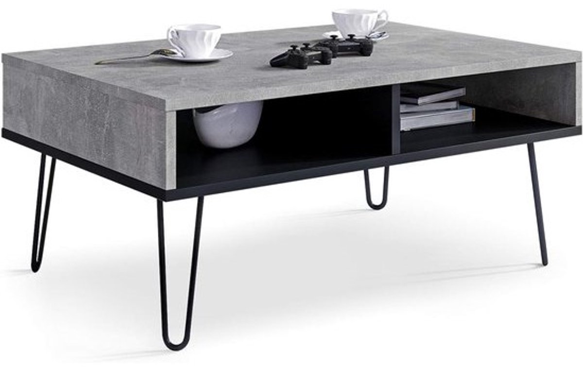 Industriële Salontafel in Betonlook met Metalen Poten - Moderne Woonkamertafel
