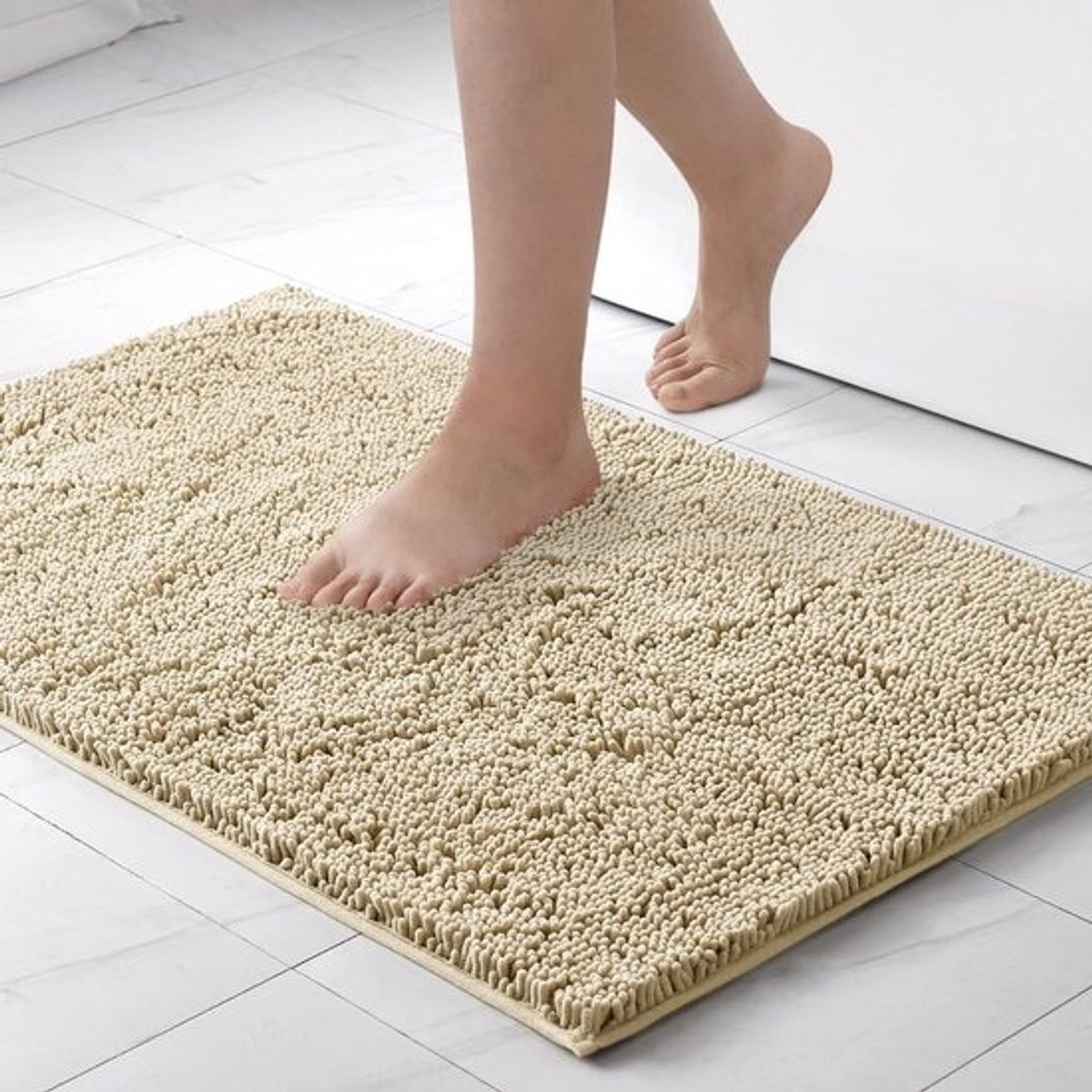 Badmat 70 x 120 cm, beige, super absorberend, antislip en zacht, wasbaar badkamertapijt voor douche en toilet