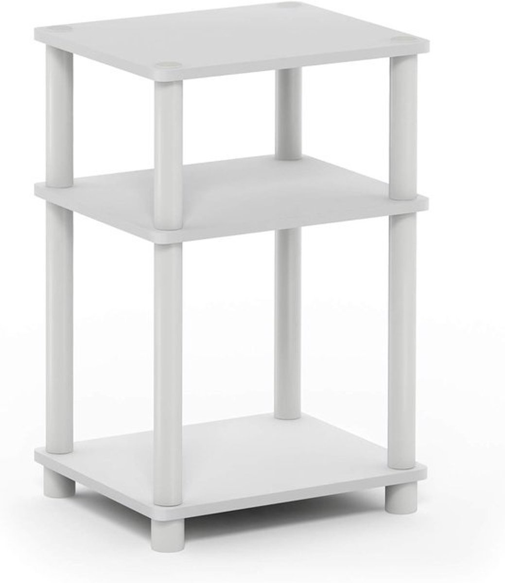 Witte 3-Tier Turn-N-Tube Eindtafel - Bijzettafel voor Kleine Ruimtes