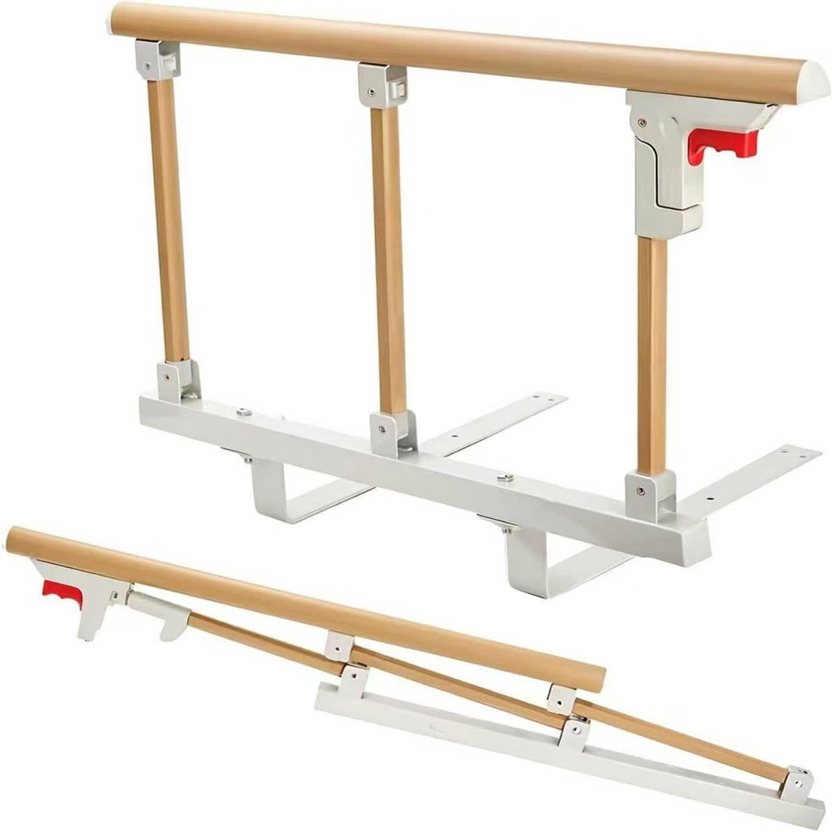 Bedsteun voor Ouderen - Opvouwbare Bedrail 27 Inch - Stevige Aluminium Bedbeugel - Tot 400 lb Belastbaar - Met L-Vormige Bevestigingsbeugel - Voor Senioren en Beperkte Mobiliteit