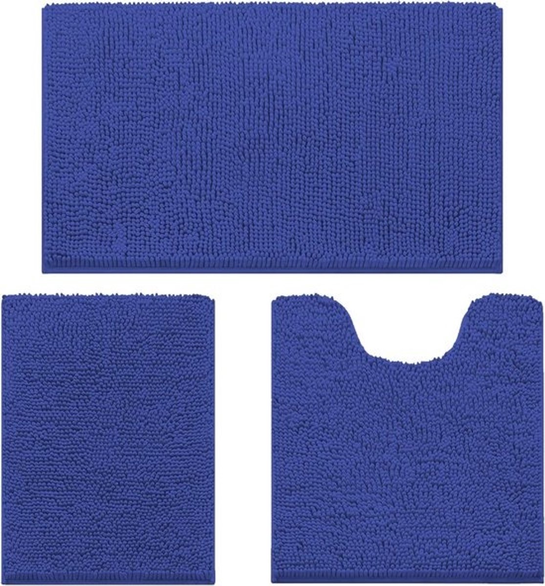 Zachte 3-delige Badmatset met Antislip en Absorberend Chenille - Machinewasbaar voor Badkamer en Toilet