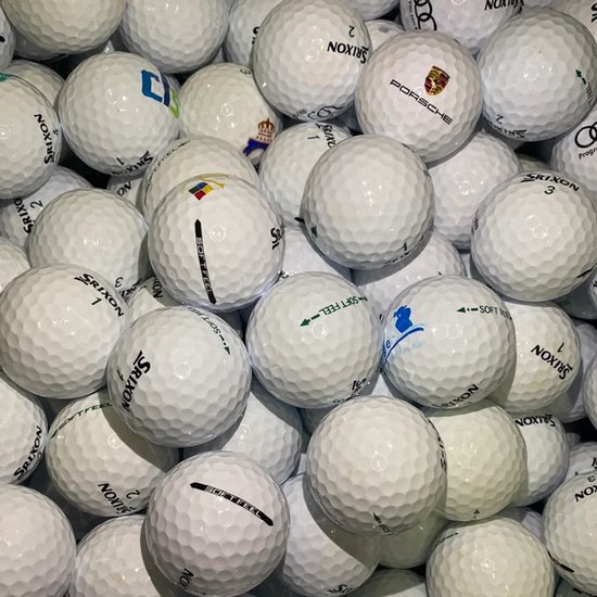 Gebruikte Srixon golfballen, AAAA kwaliteit, met logo's zoals Porsche en Srixon Soft Feel.
