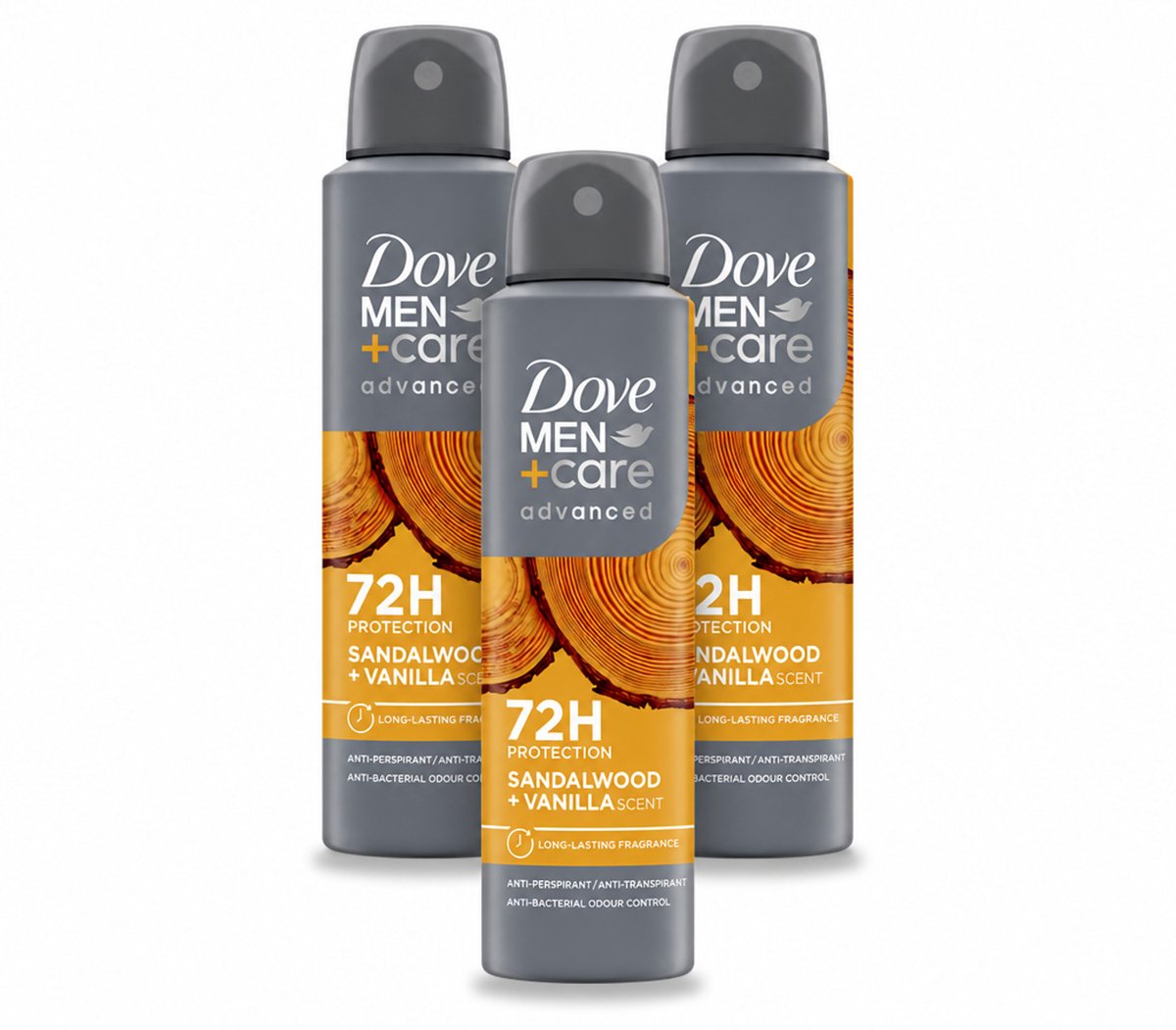 3 x Dove – Deodorant Spray – Men+Care Sandalwood & Vanilla – 150 ml - Voordeelverpakking - 3 stuks