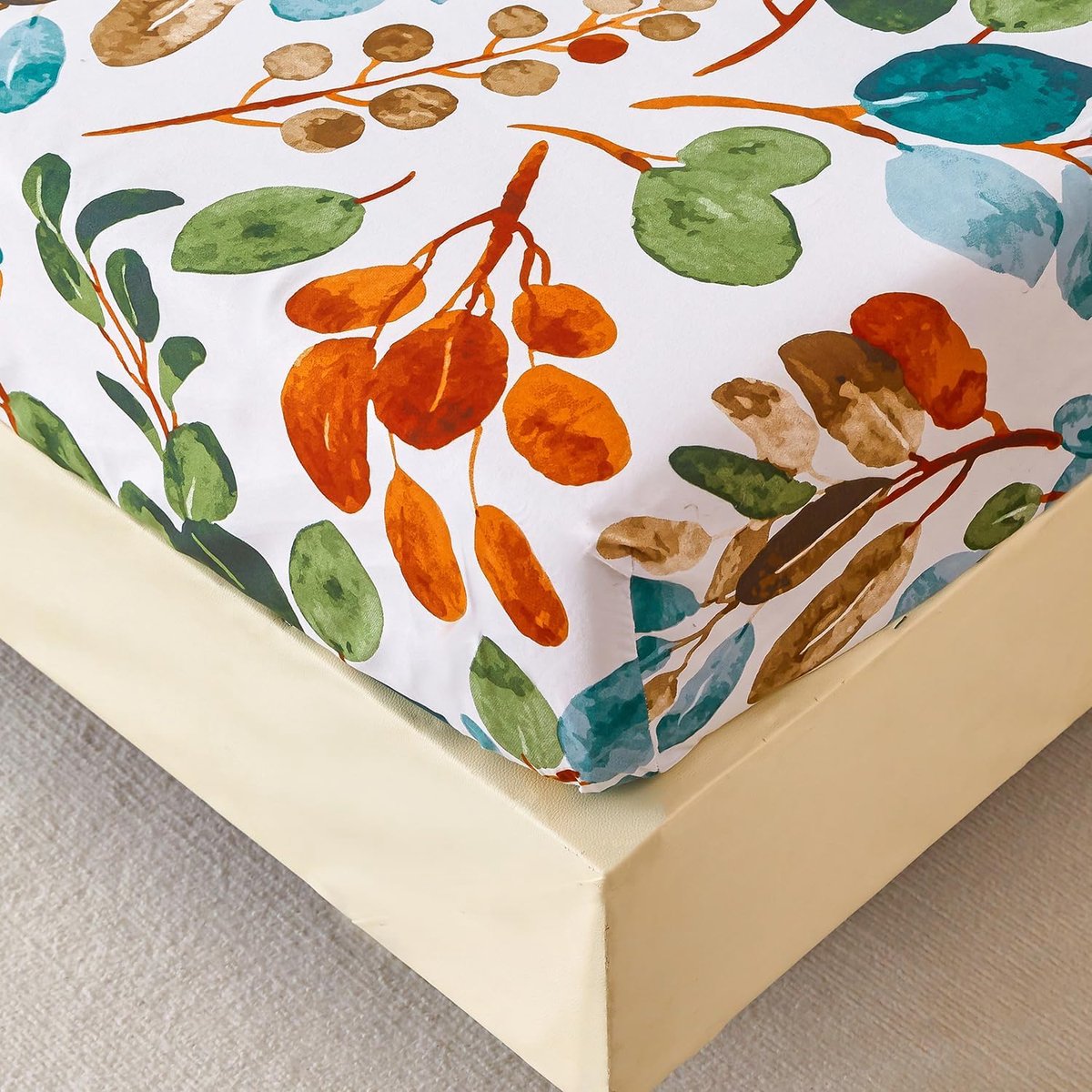 Hoeslaken 90 x 200 Tropisch Bladerpatroon Groen, Zacht Polyester Microvezel Groen Hoeslaken tot 30 cm Matrashoogte