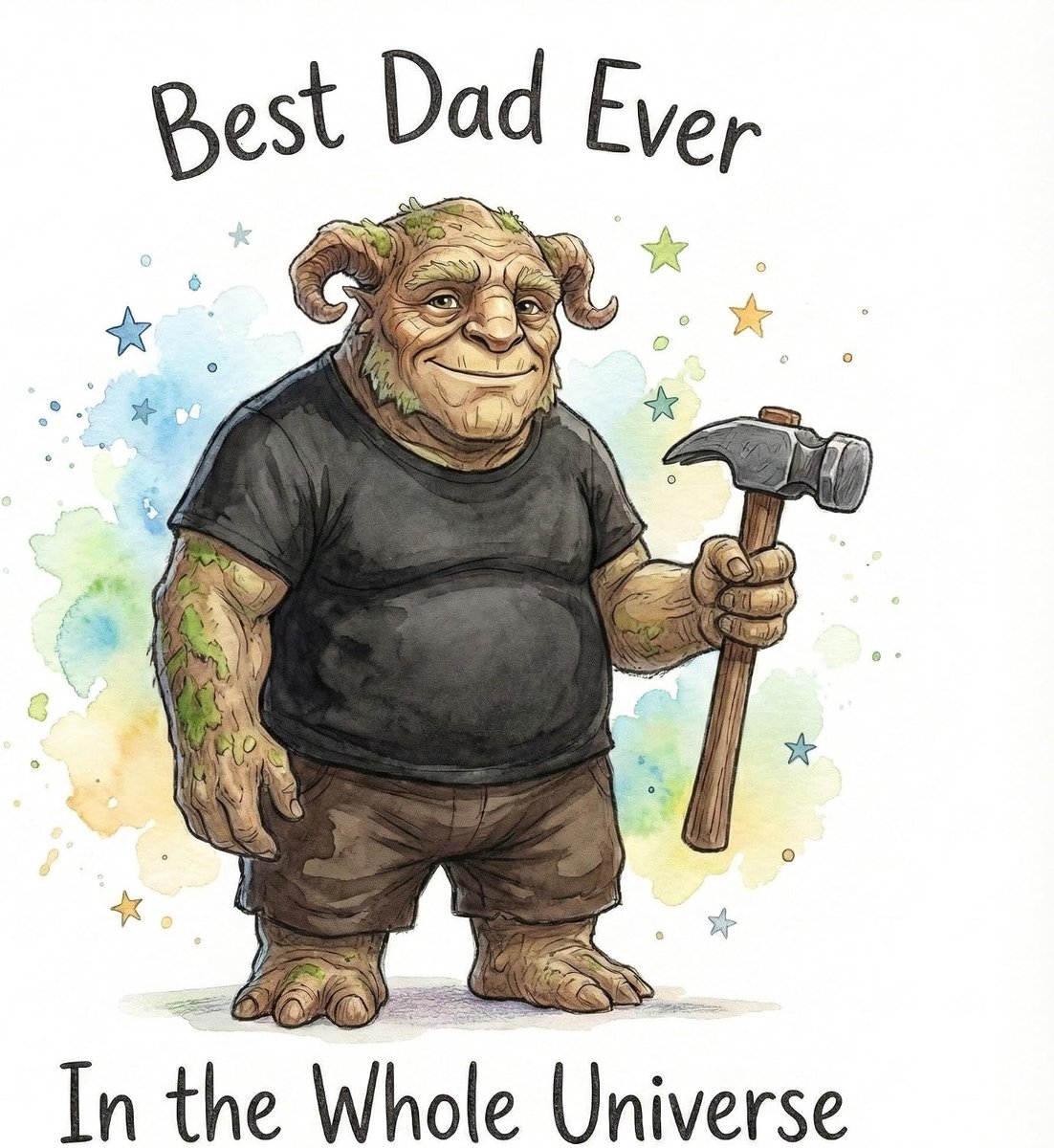 Seidel Premium vierkante verjaardagskaart met envelop. Wenskaart met spreuk Best Dad kaart voor man papa vader grootvader opa galaxy humor (GQ253 SW024)