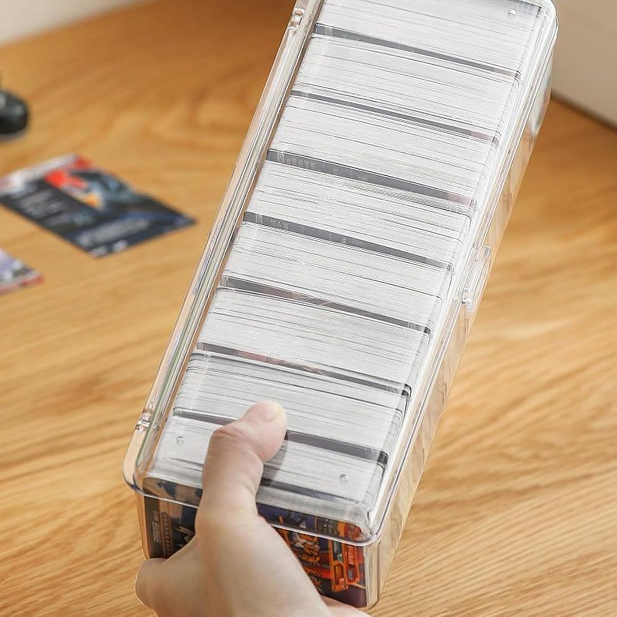 28 x 10 x 7,8 cm, kabelorganizer, USB-kabelmanagementbox, kaartenorganizer, visitekaartjesopbergdoos met 8 vakken, grote visitekaartjesbox, transparant, bureaulade, accessoires (transparant)