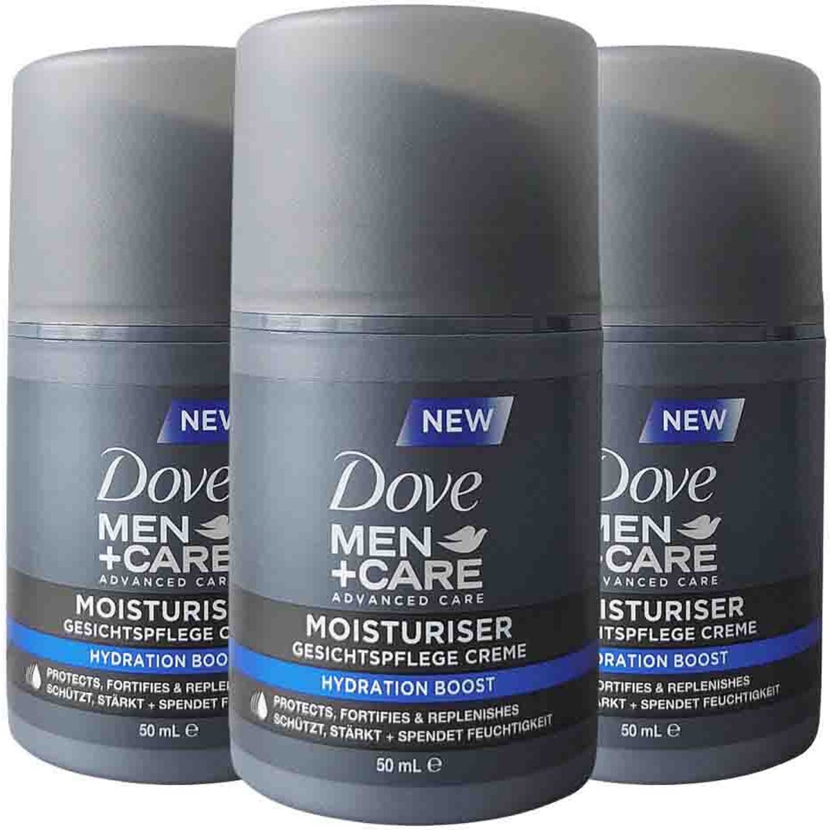 Dove - Men+ Care Advanced Day Cream Moisturiser Hydration Boost - 3 x 50 ml - Voordeelverpakking